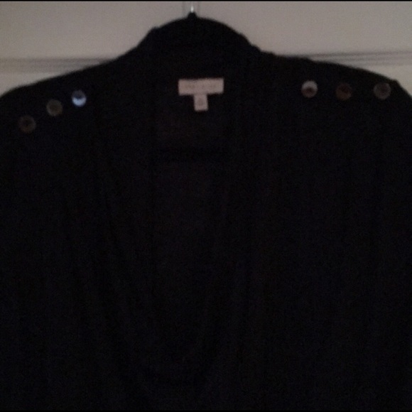 Black front slit drape neck sweater. - Picture 3 of 3